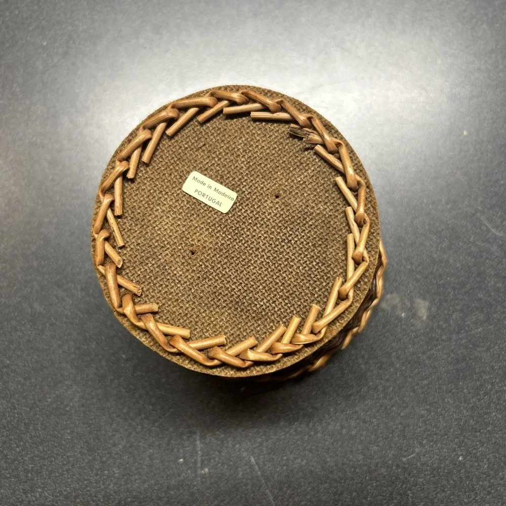 Handwoven Basket with Handles Made in Madeira Portugal Handcrafted Flat Bottom